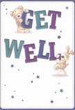 Joyful and sincere, this illustrated get well card brings a touch of Highgate's village charm into every detail. The adorable pairing of a teddy bear and a puppy is full of affectionate energy; together, they hold and balance large, lively letters spelling out 'Get Well' in deep, sparkling hues of indigo and teal. A soft, creamy background amplifies the vibrancy, while playful stars in tranquil tones scatter like tiny flower petals carried by the breeze in Highgate Woods. The carefully rendered fur of both animals looks irresistibly huggable, capturing the comforting essence that underpins every heartfelt message and bouquet sent across N6. Much like a bespoke floral arrangement from Highgate Florist, this card radiates positivity, making it an ideal gesture for lifting the spirits of friends and family near Hampstead Lane or across the village.